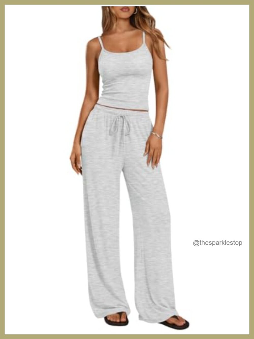 Women's 2 Piece Lounge Set Camisole Top & Wide Leg Pants Rayon Spandex